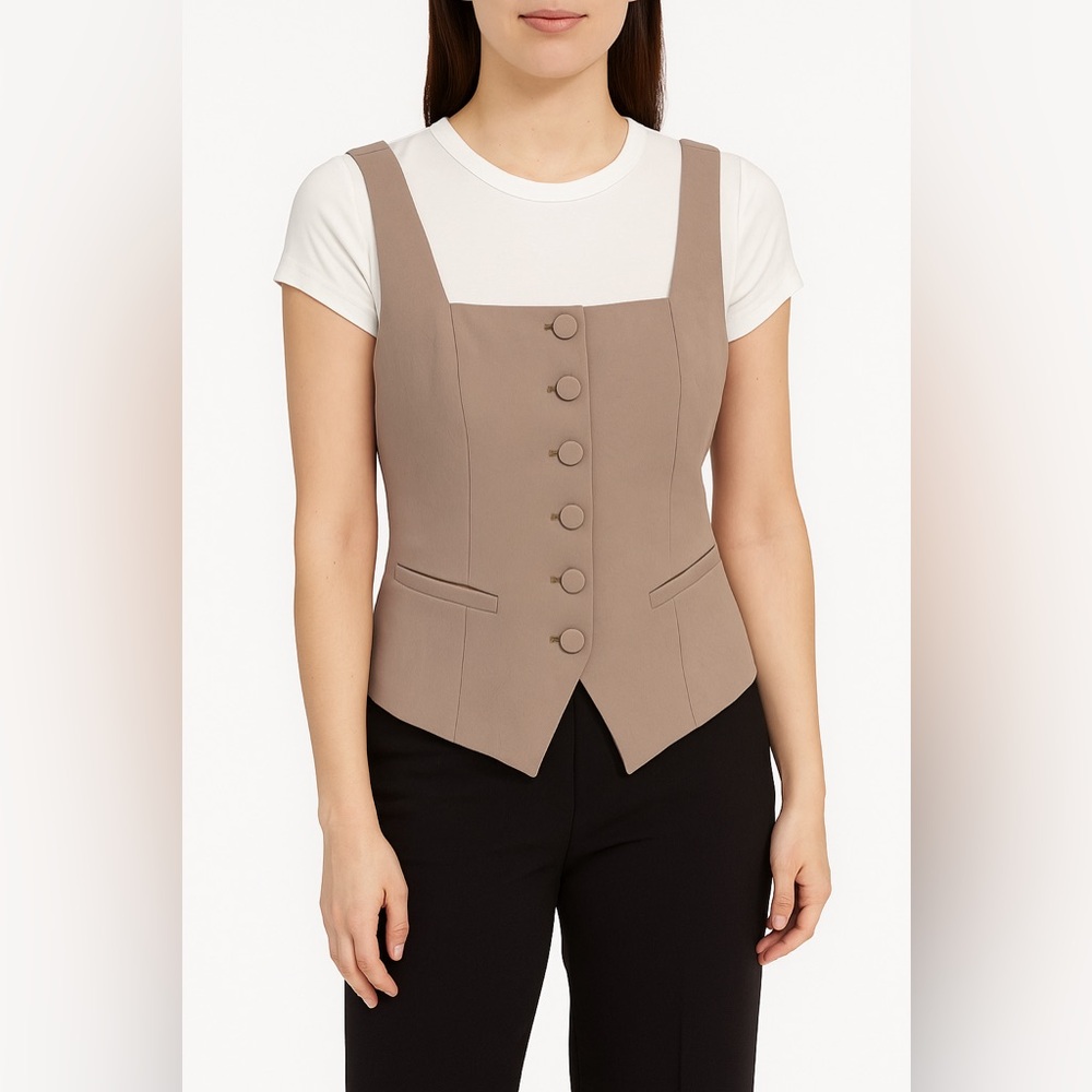 NWOT Joie Tan Button-Front Vest Top Size Small
